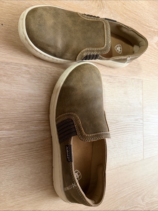 Ariat Shoes - Ariat Olive Brown Slip-On Casual Loafers with Cream Soles